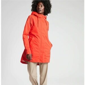 NWOT Womens Athleta Forecast Rain Shell Orange Waterproof Rain Jacket Small
